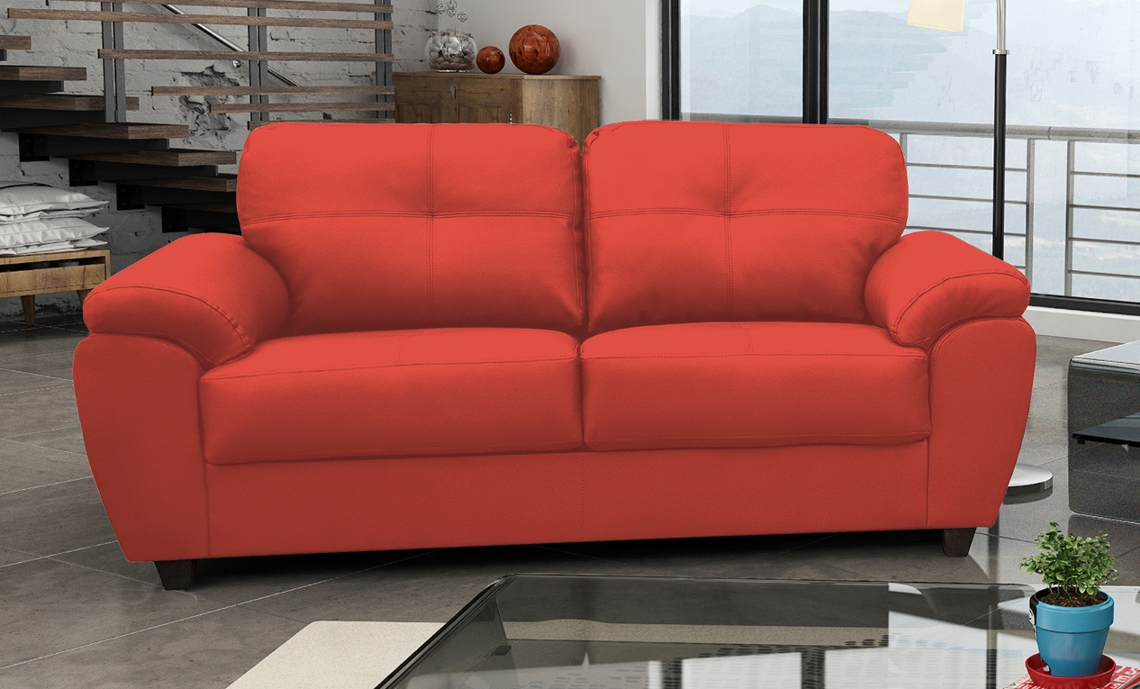 Capri 3 Seater Red Leather Sofa 
